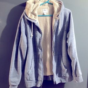 UNISEX Light blue heavy fleece hooded sweatshirt
